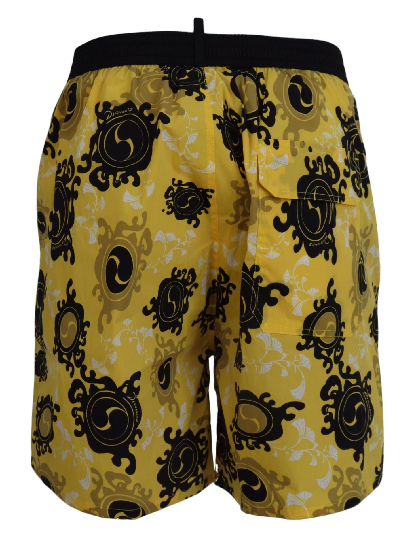 Gelbe Badeshorts mit Blockprint