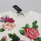 Elegantes mehrfarbiges Baumwoll-T-Shirt mit Rosendruck