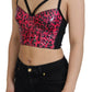 Dolce & Gabbana Pink Leopard Print Cropped Bustier Corset Top