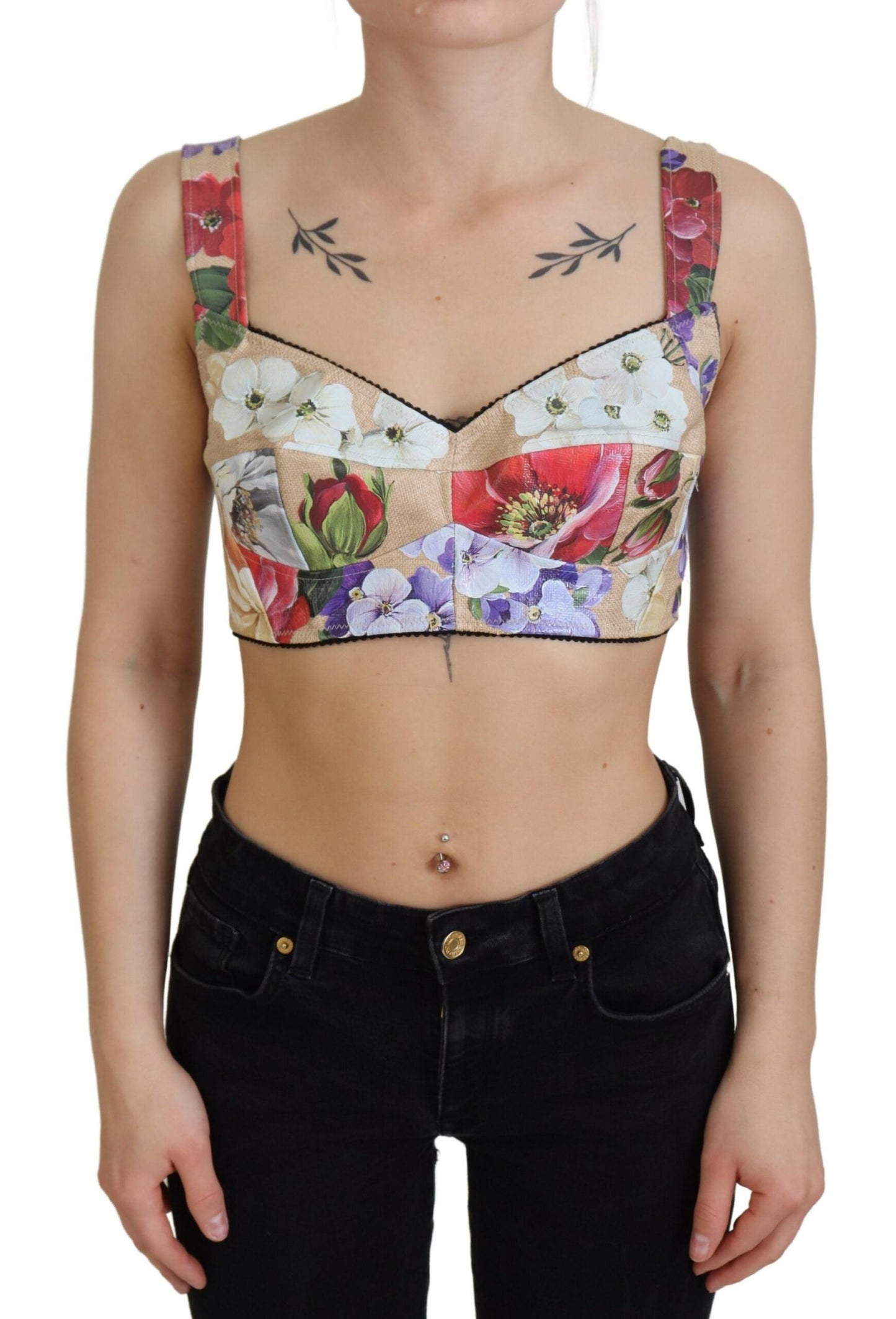 Bustier-Crop-Top mit Blumendruck
