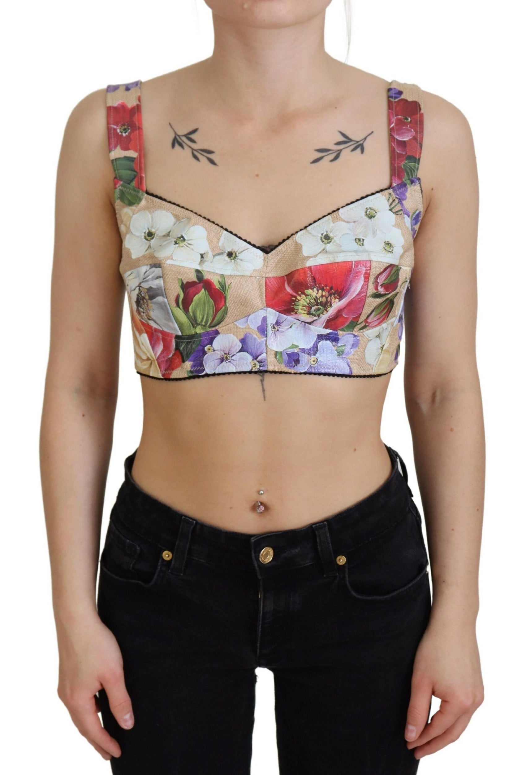 Bustier-Crop-Top mit Blumendruck
