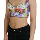 Bustier-Crop-Top mit Blumendruck