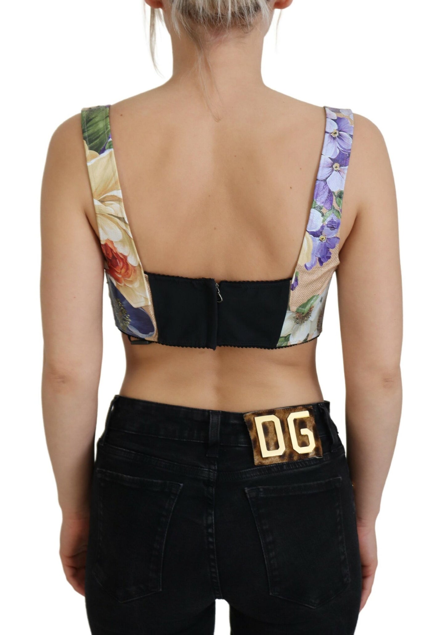 Bustier-Crop-Top mit Blumendruck