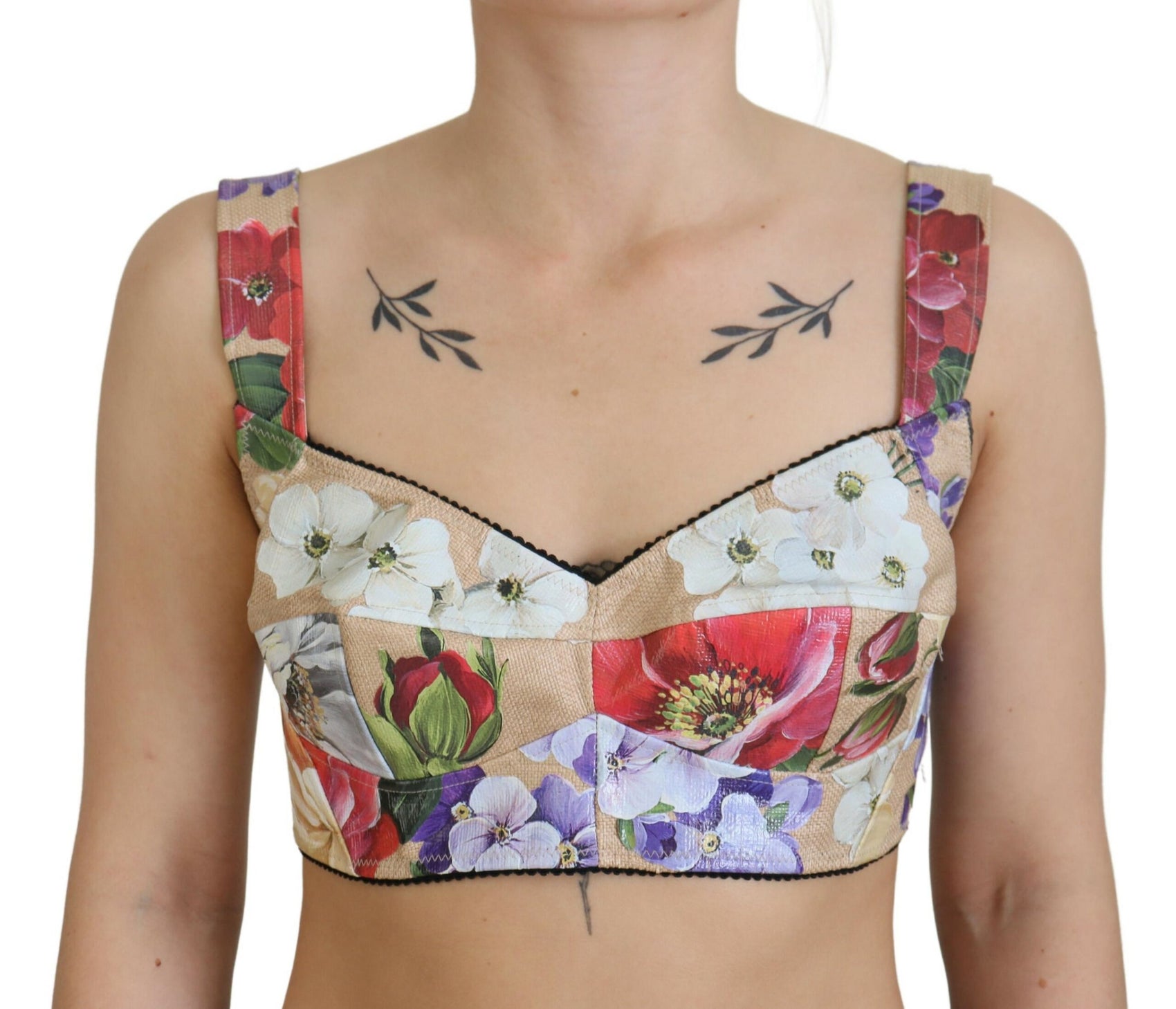 Bustier-Crop-Top mit Blumendruck