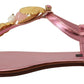 Chic Pink Leather Sandals with Exquisite Embellishment