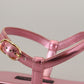 Chic Pink Leather Sandals with Exquisite Embellishment