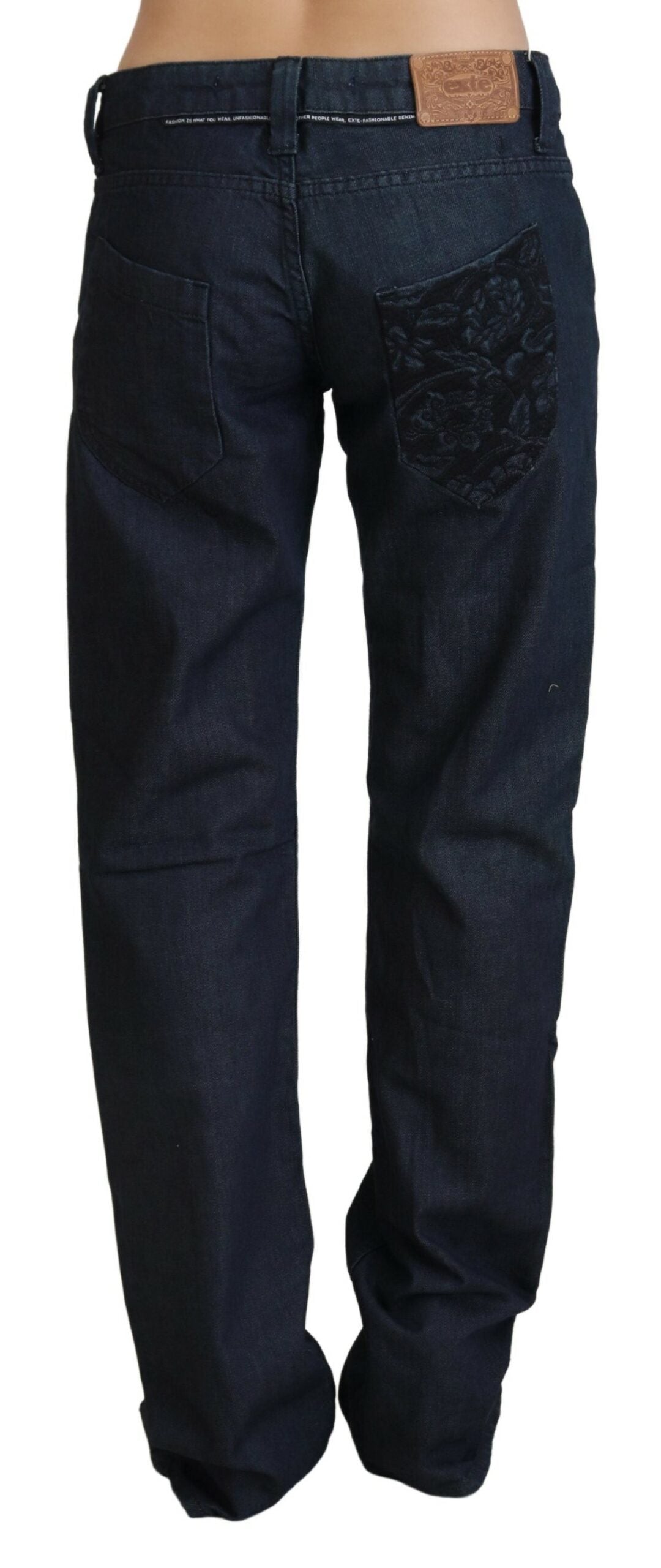 Schicke dunkelblaue Low Waist Straight Cut Jeans