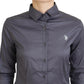 Elegante polo a maniche lunghe grigia