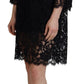 Dolce & Gabbana Black Floral Lace Cotton Shift Mini Dress