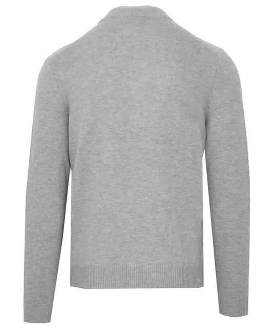 Gray Wool Men Sweater with Diamond Stitching