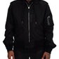 Sleek Black Hooded Bomber Jacket