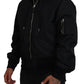 Sleek Black Hooded Bomber Jacket