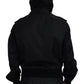 Sleek Black Hooded Bomber Jacket