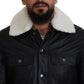 Elegant Black Leather Bomber Jacket