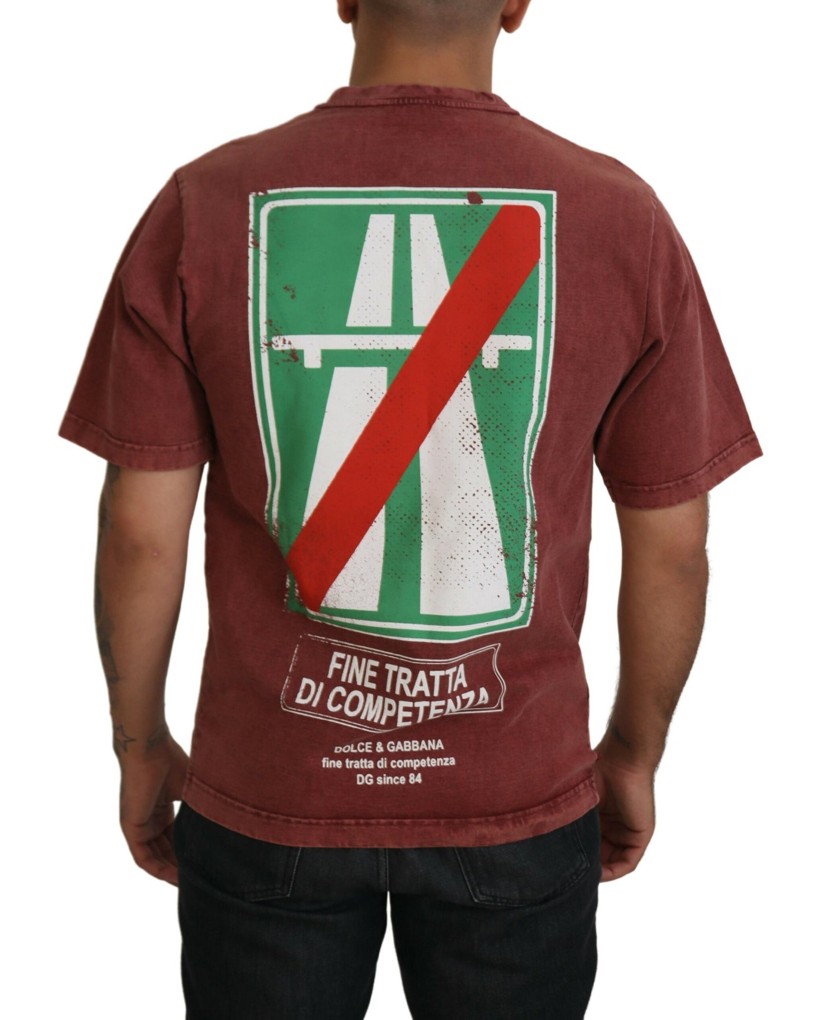 Elegantes kastanienbraunes bedrucktes Baumwoll-T-Shirt