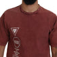 Elegantes kastanienbraunes bedrucktes Baumwoll-T-Shirt