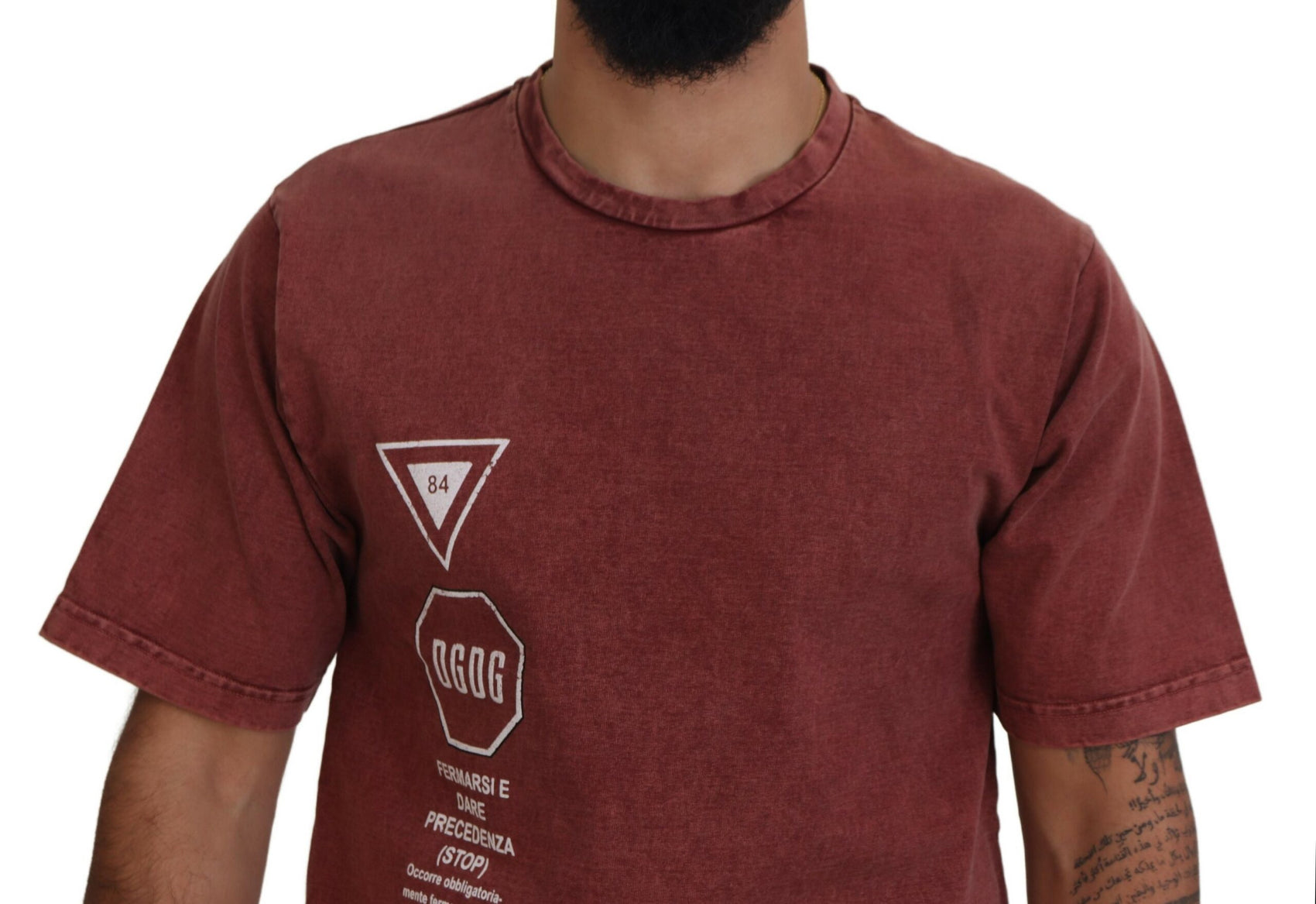 Elegantes kastanienbraunes bedrucktes Baumwoll-T-Shirt