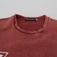 Elegantes kastanienbraunes bedrucktes Baumwoll-T-Shirt