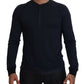 Eleganter blauer Pullover aus Baumwoll-Seidenmischung