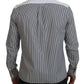 Klassisches schwarz-weiß gestreiftes Button-Down-Hemd