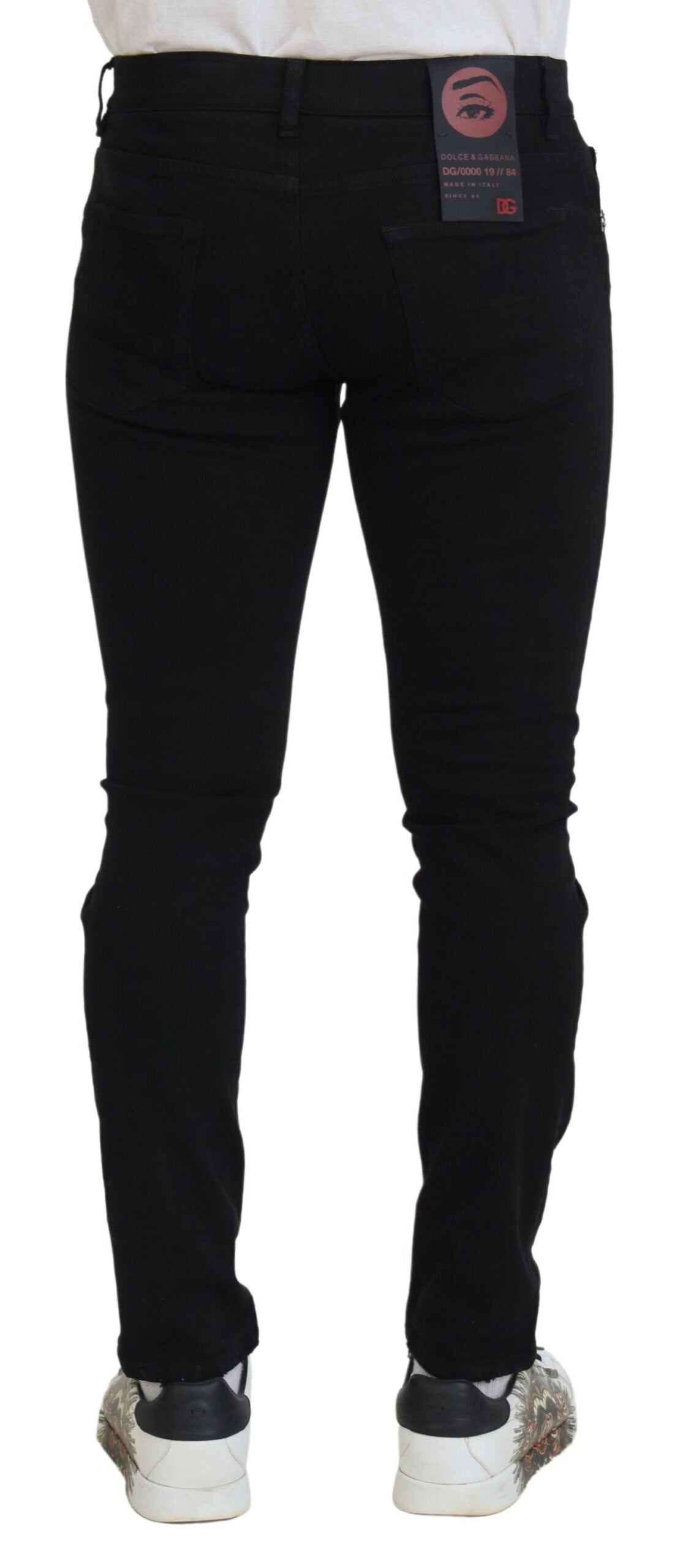 Svelte – Schwarzer, zerfetzter Slim-Fit-Jeansstoff
