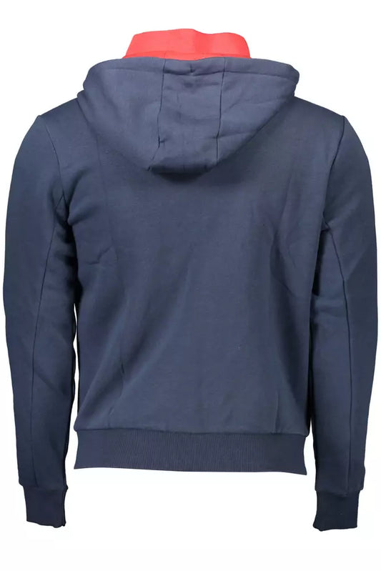 Felpa con cappuccio e zip blu chic - Dettaglio ricamato