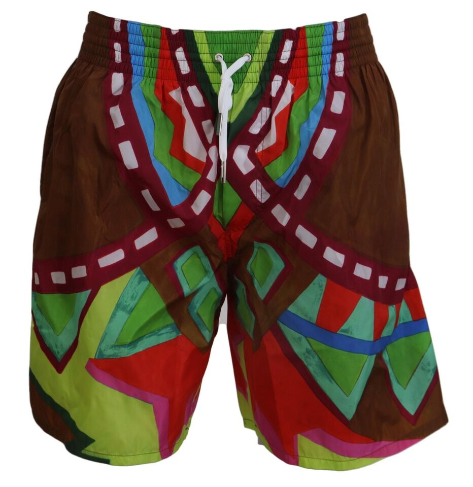 Pantaloncini da bagno con stampa multicolore stile boxer