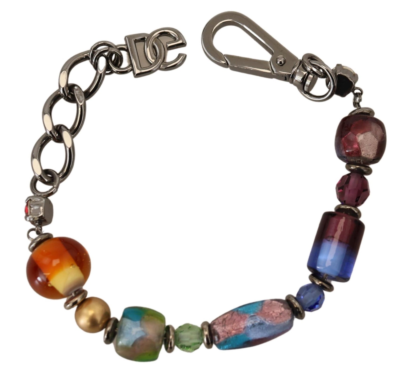 Bracciale a catena in argento con perline multicolori