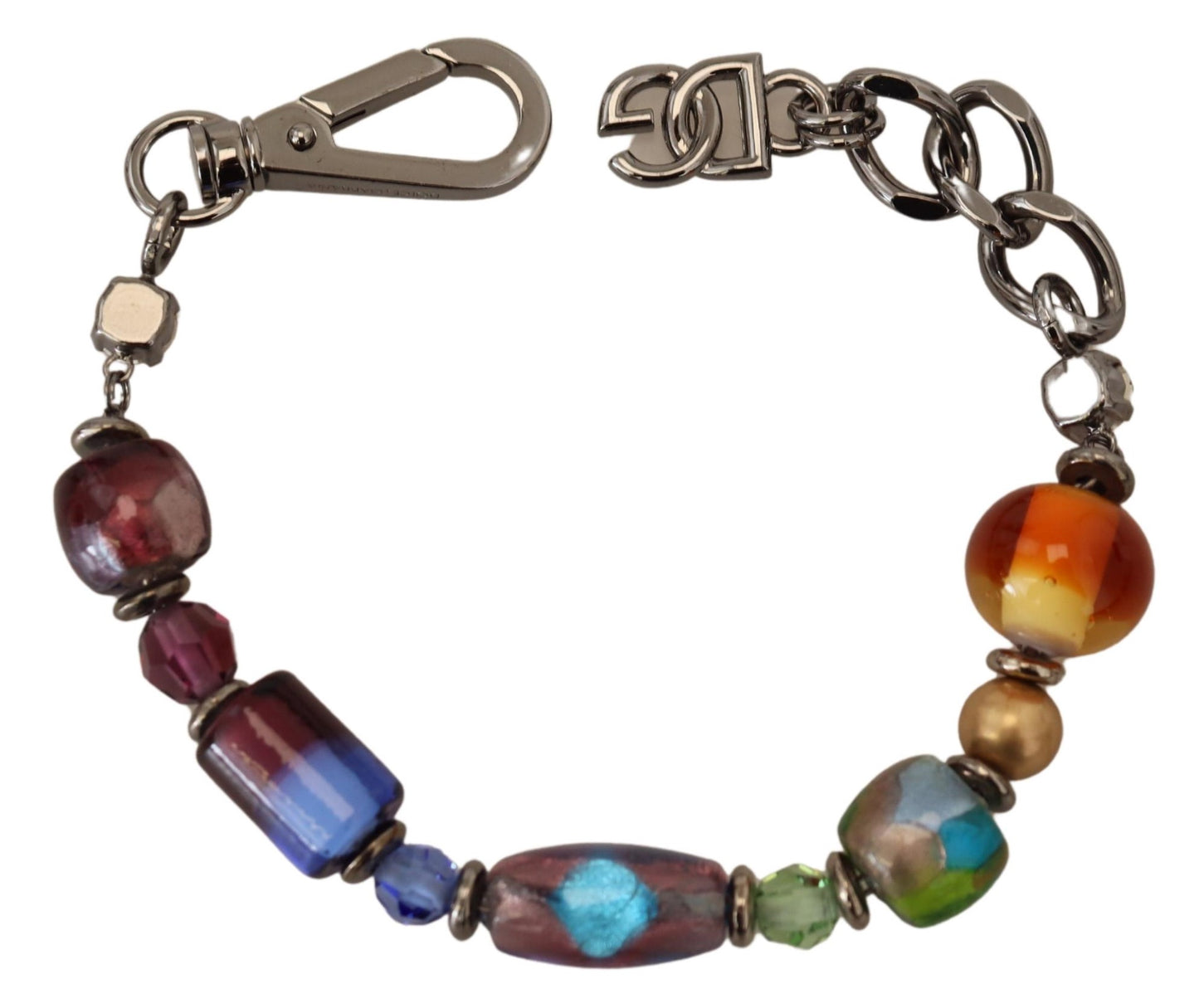 Bracciale a catena in argento con perline multicolori