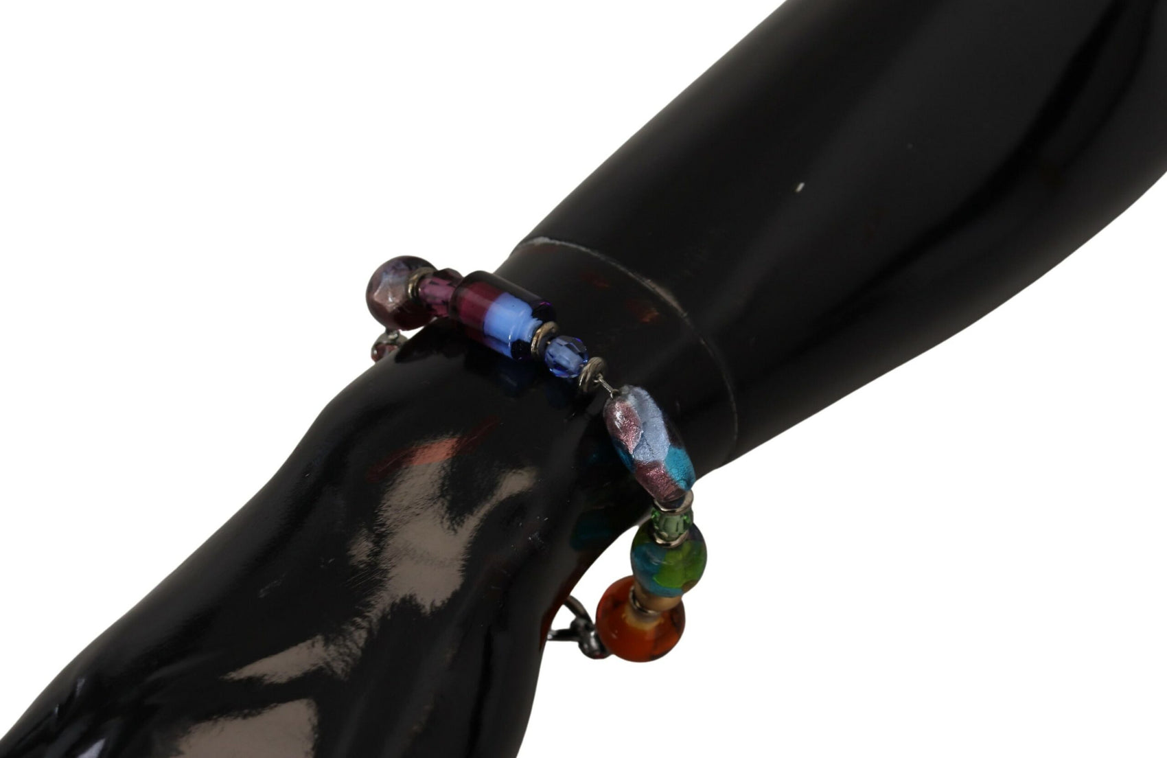 Bracciale a catena in argento con perline multicolori