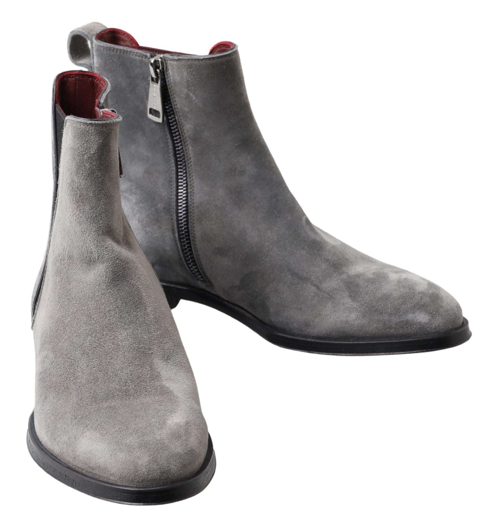 Elegante graue Chelsea-Lederstiefel