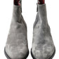 Elegant Gray Chelsea Leather Boots