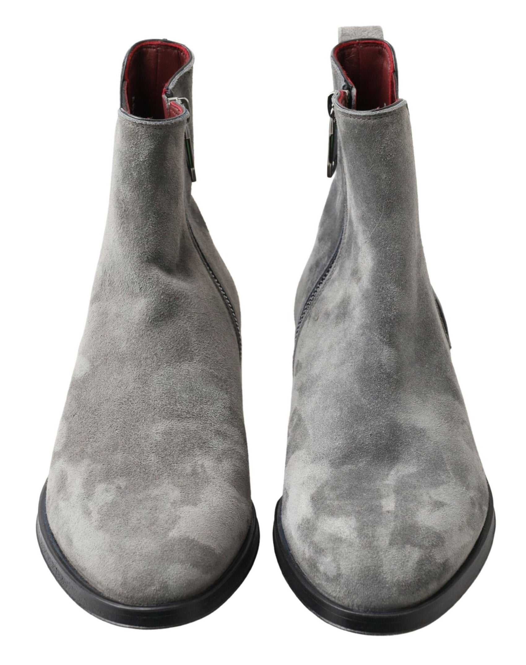 Elegante graue Chelsea-Lederstiefel
