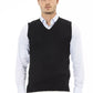 Black Viscose Men Vest