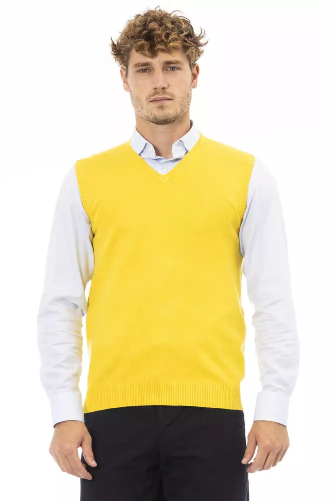 Yellow Viscose Men Vest