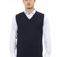 Blue Viscose Men Vest