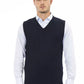 Alpha Studio Blue Viscose Men's V-neck Vest