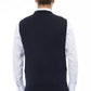 Blue Viscose Men Vest