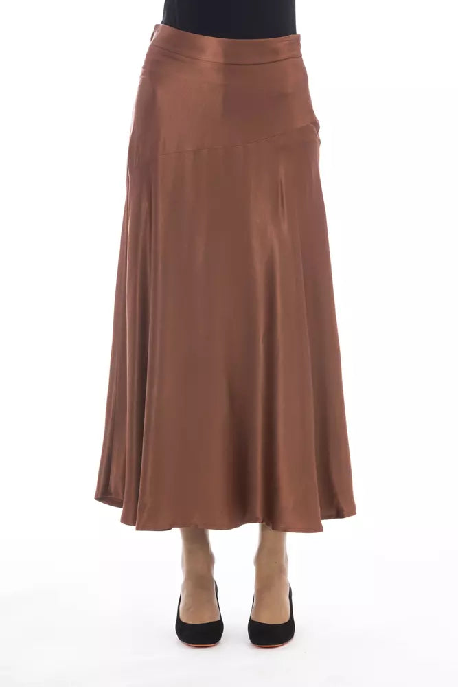 Brown Viscose Women Skirt