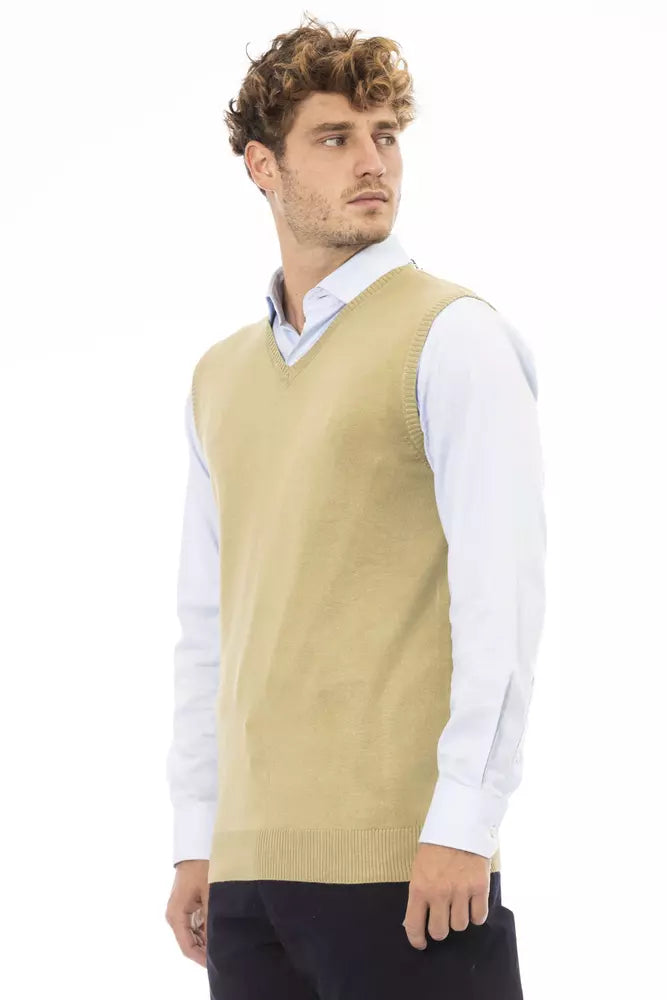 Beige Viskose Herren Weste