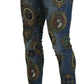 Elegante Slim-Fit Jeans aus bedrucktem Denim