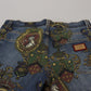 Elegante Slim-Fit Jeans aus bedrucktem Denim