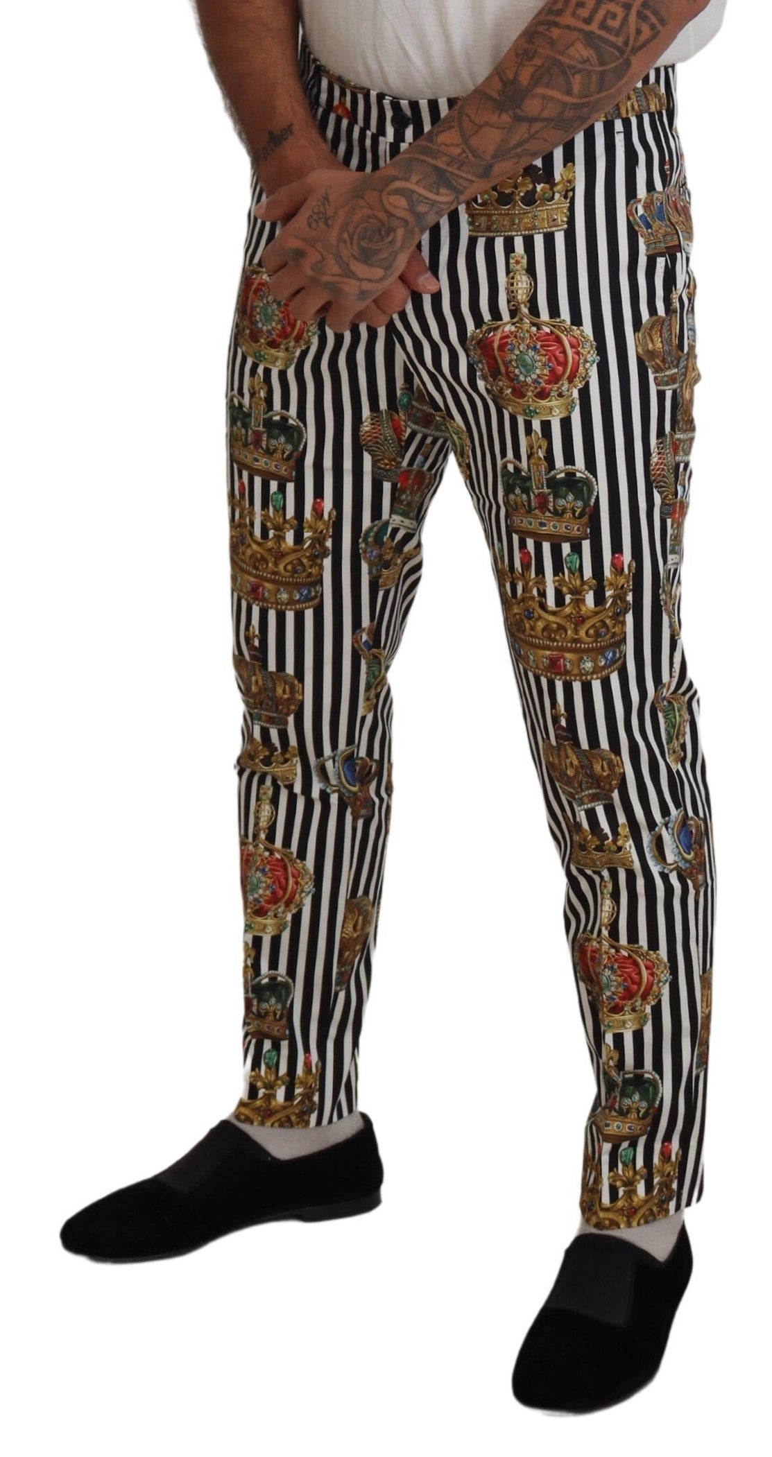 Elegante Chinohose mit goldenen Kronenstreifen