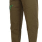 Exquisite beige Chinohose mit Blumenmuster