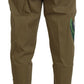 Exquisite beige Chinohose mit Blumenmuster