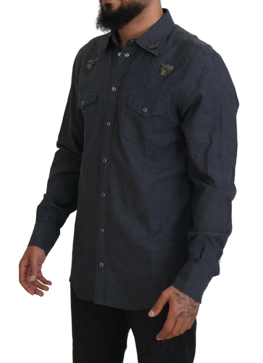 Elegantes Slim-Fit Freizeithemd aus blauem Denim