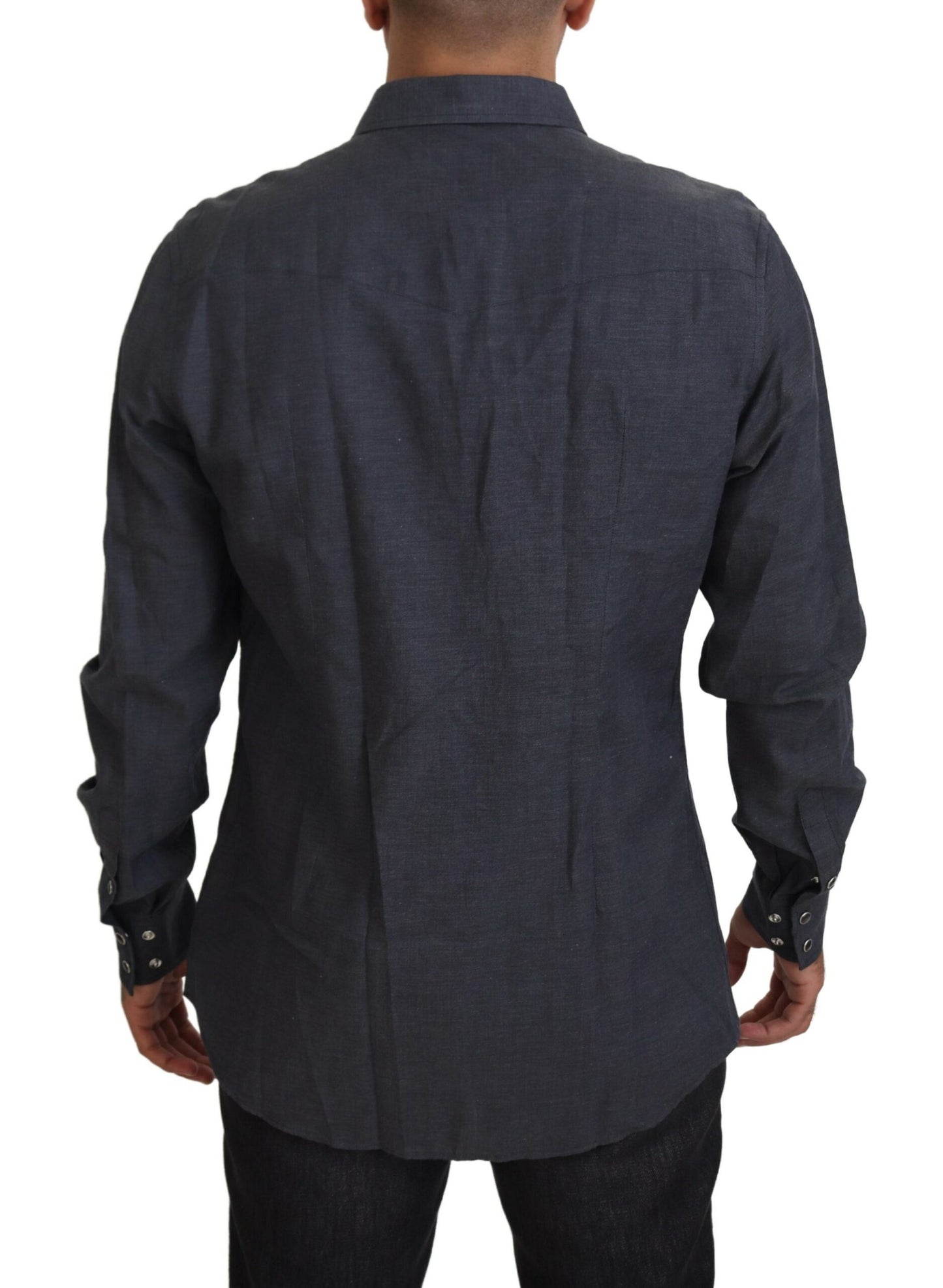 Elegantes Slim-Fit Freizeithemd aus blauem Denim