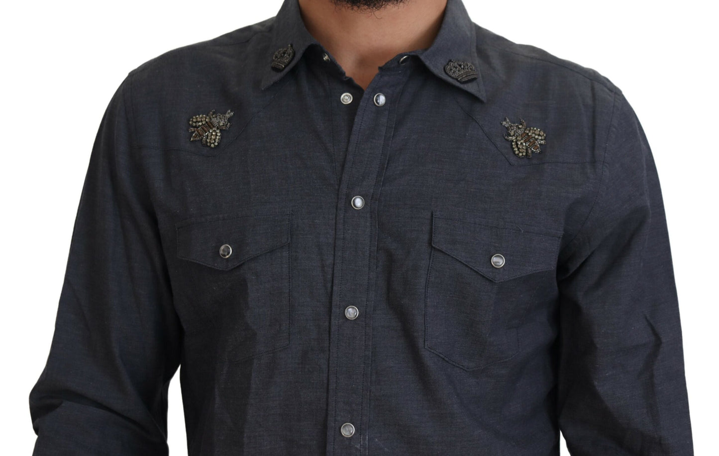 Elegantes Slim-Fit Freizeithemd aus blauem Denim