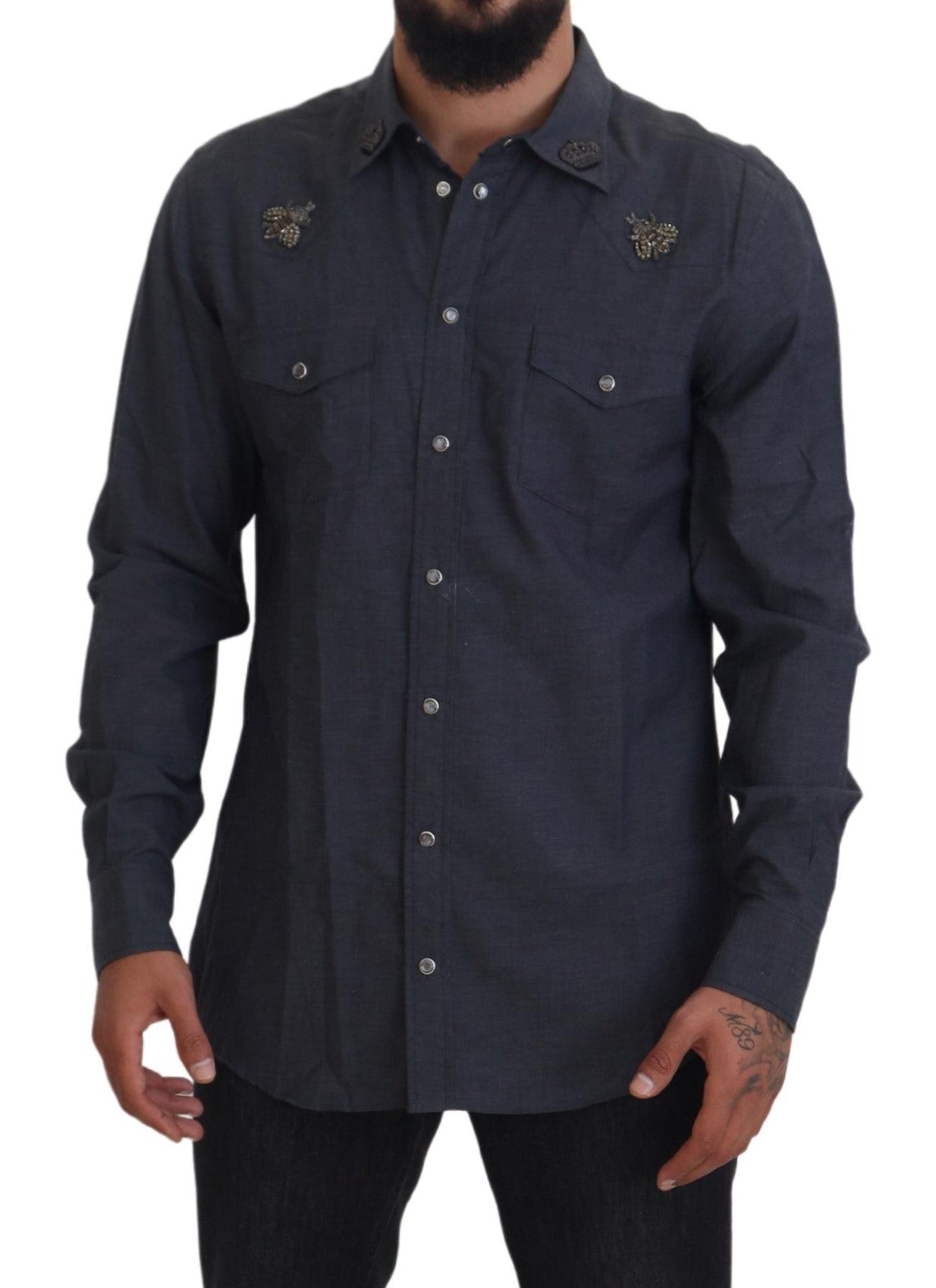 Elegantes Slim-Fit Freizeithemd aus blauem Denim