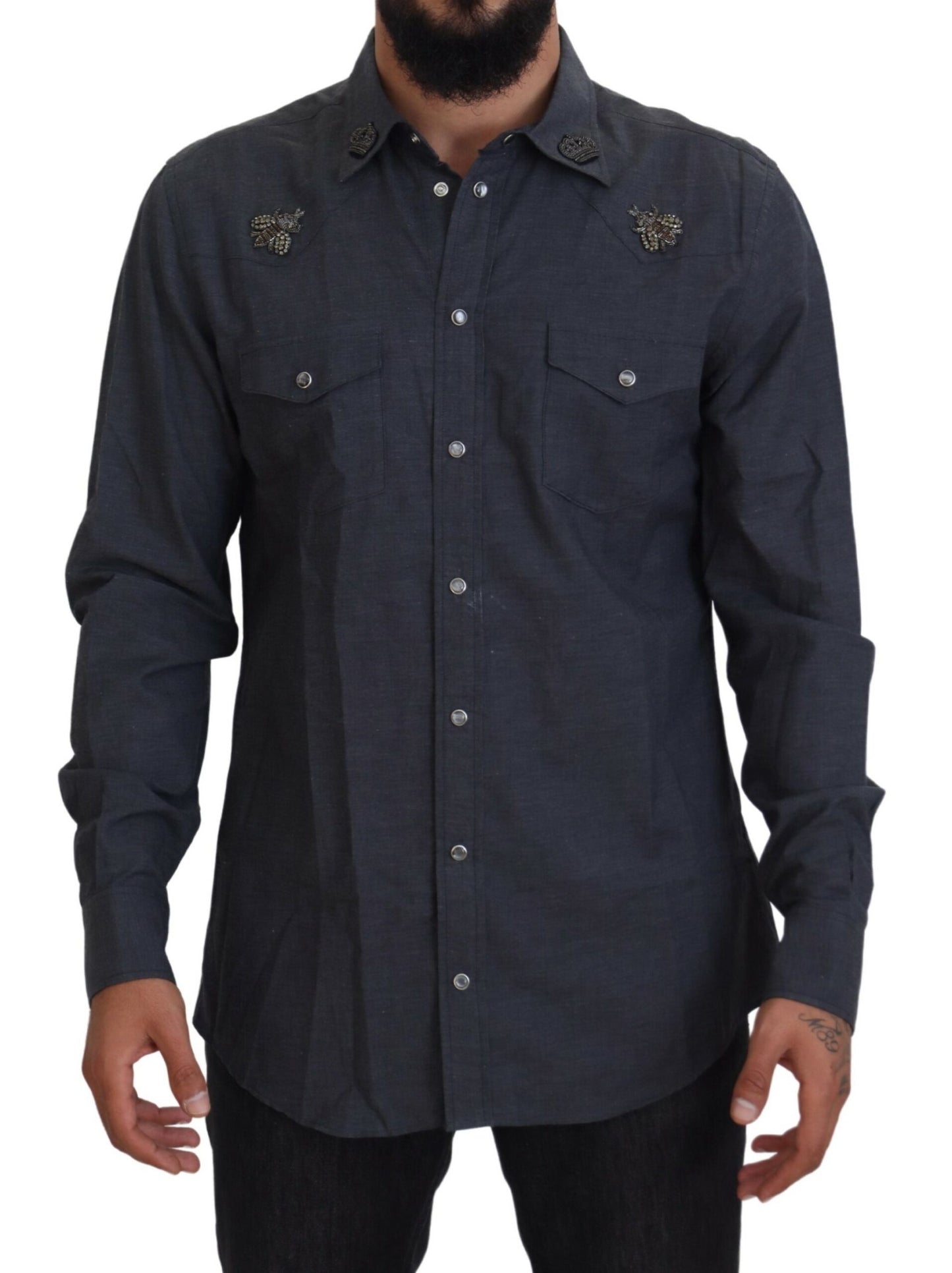 Elegantes Slim-Fit Freizeithemd aus blauem Denim
